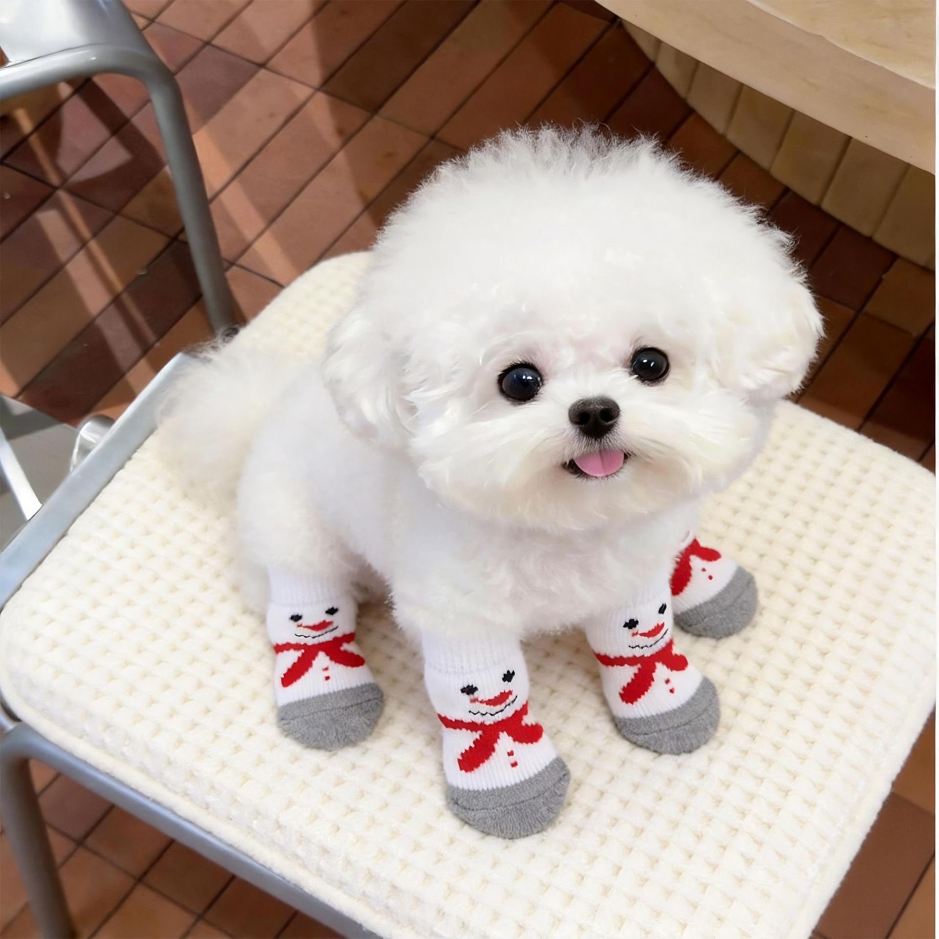 AMOOR Dog Christmas Socks Snowman Santa Claus view 4