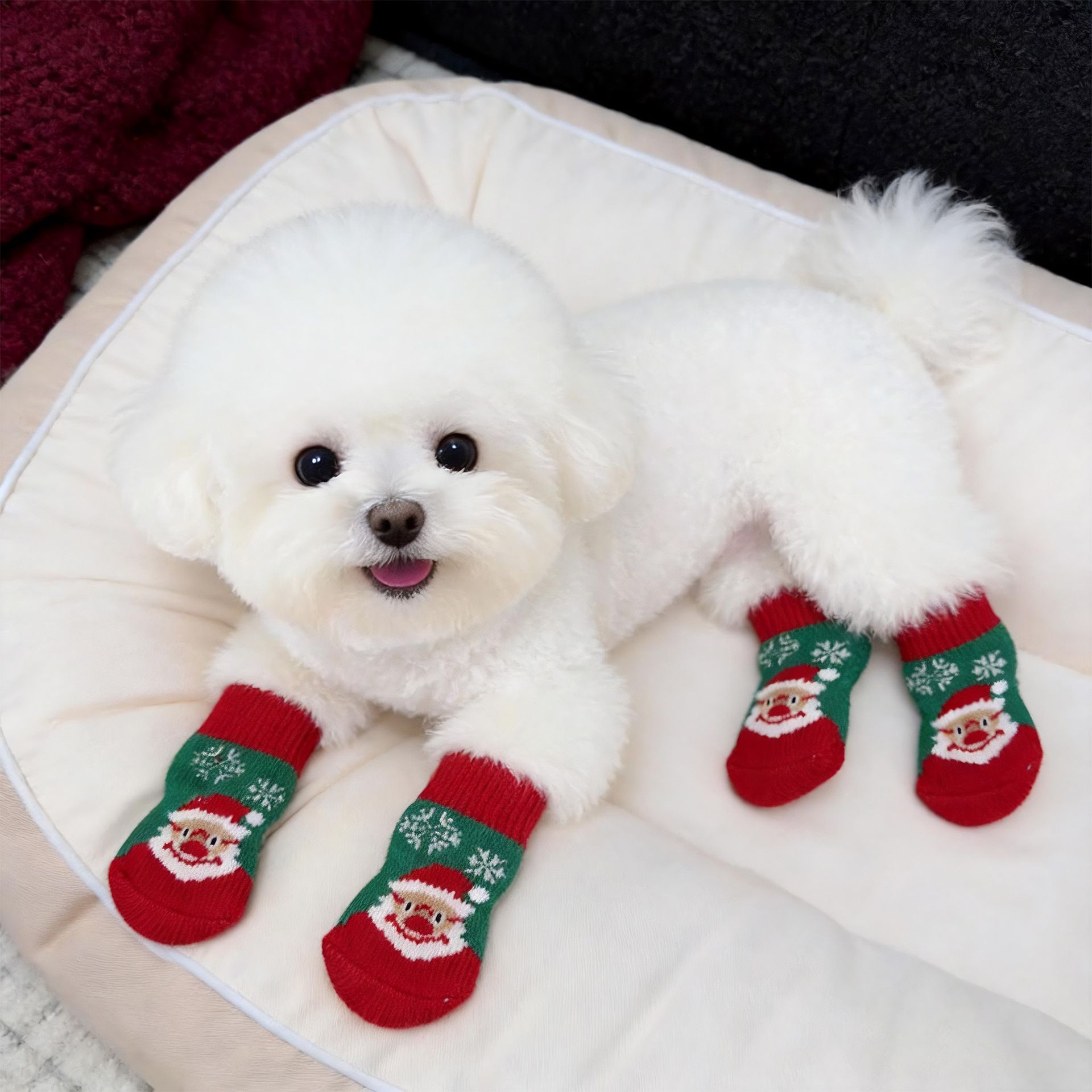 AMOOR Dog Christmas Socks Snowman Santa Claus