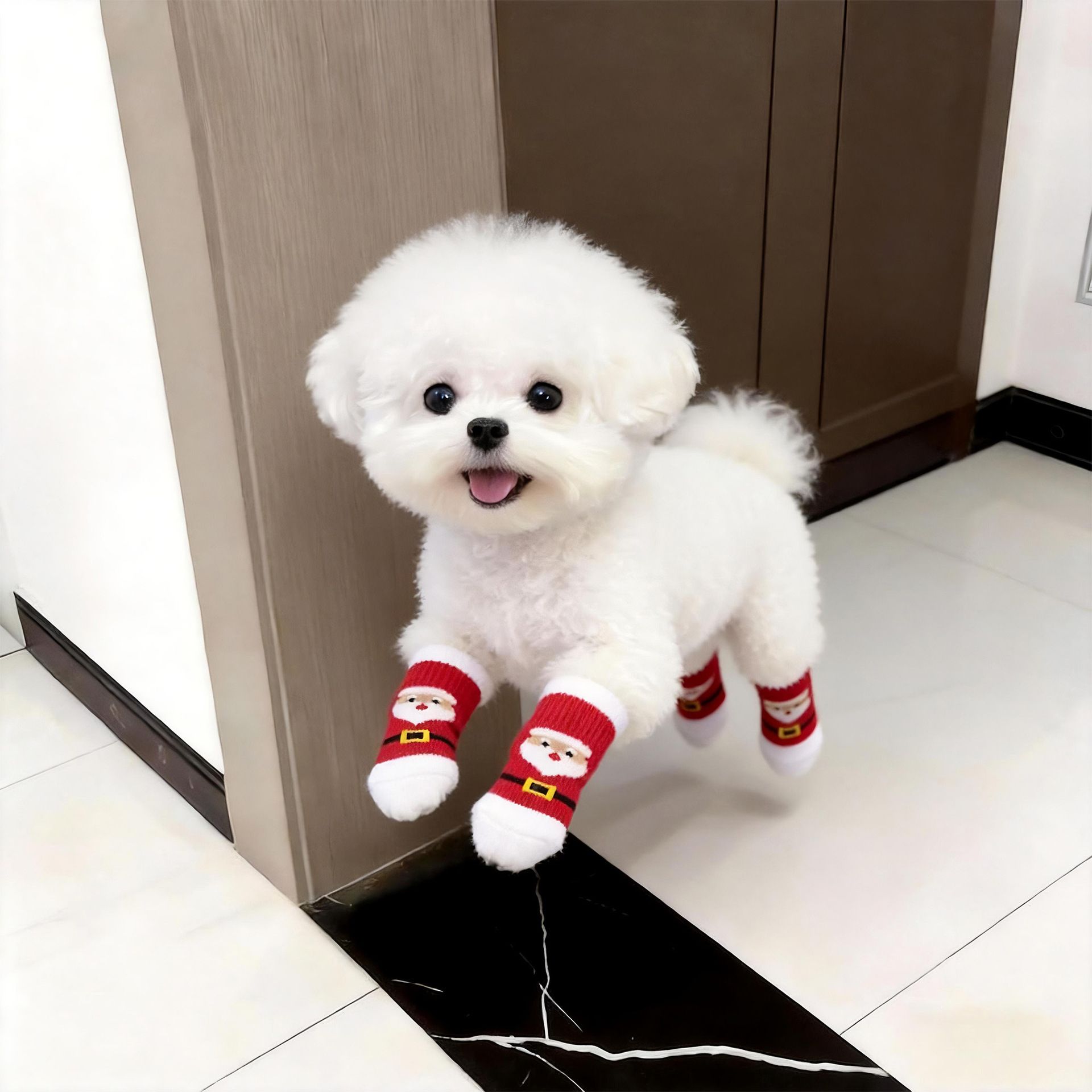 AMOOR Dog Christmas Socks Snowman Santa Claus L view 5