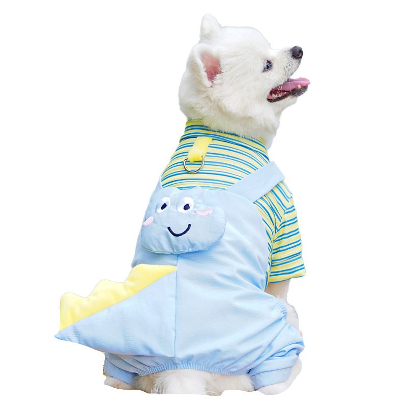 Dinosaur Pet Jumpsuit Polyester Dog Cat Clothes 4-Strap [Blue Dinosaur] XL view 6