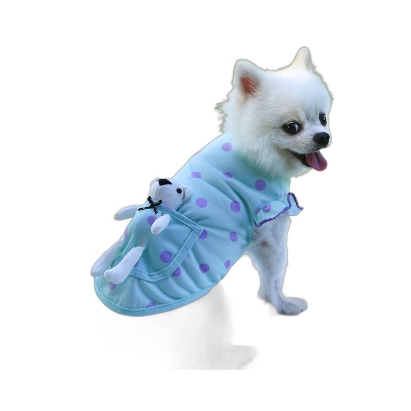 Wewang Pet Dog Vest Sleeveless Summer Thin Orange Polka Dot White Bear XS view 6