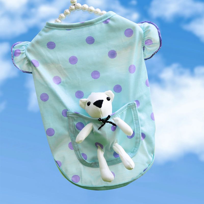 Wewang Pet Dog Vest Sleeveless Summer Thin Orange Polka Dot White Bear L (Chest 45 view 4
