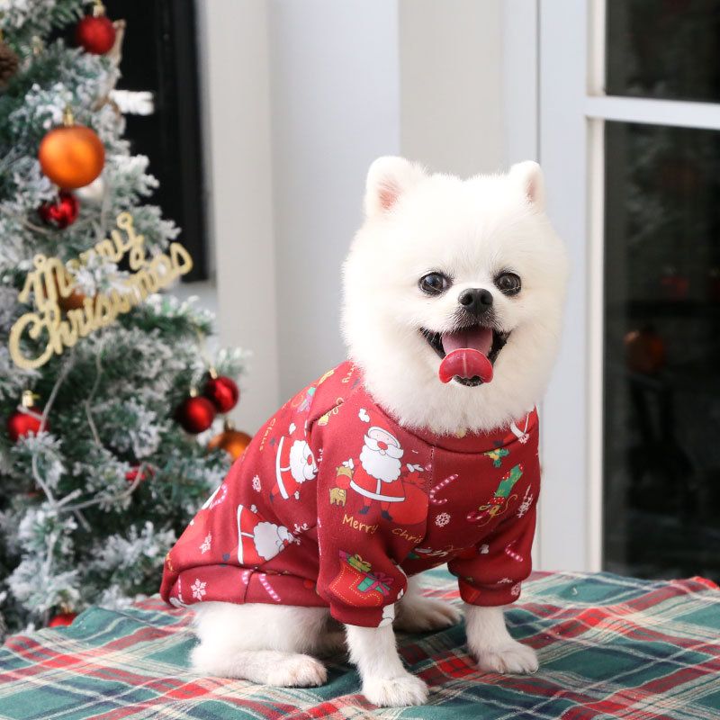 Pet Sweatshirt Christmas Print Fleece Lined Dog Cat Two-legged composite view 5