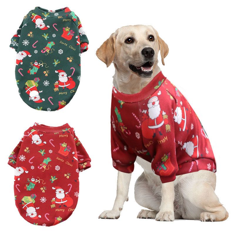Pet Sweatshirt Christmas Print Fleece Lined Dog Cat Two-legged composite view 3