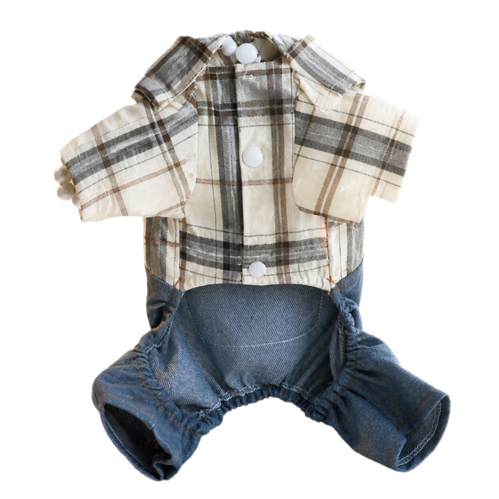 AMOOR Dog 4 Leg Shirt Plaid Denim Overalls plaid shirt denim overalls XL view 6