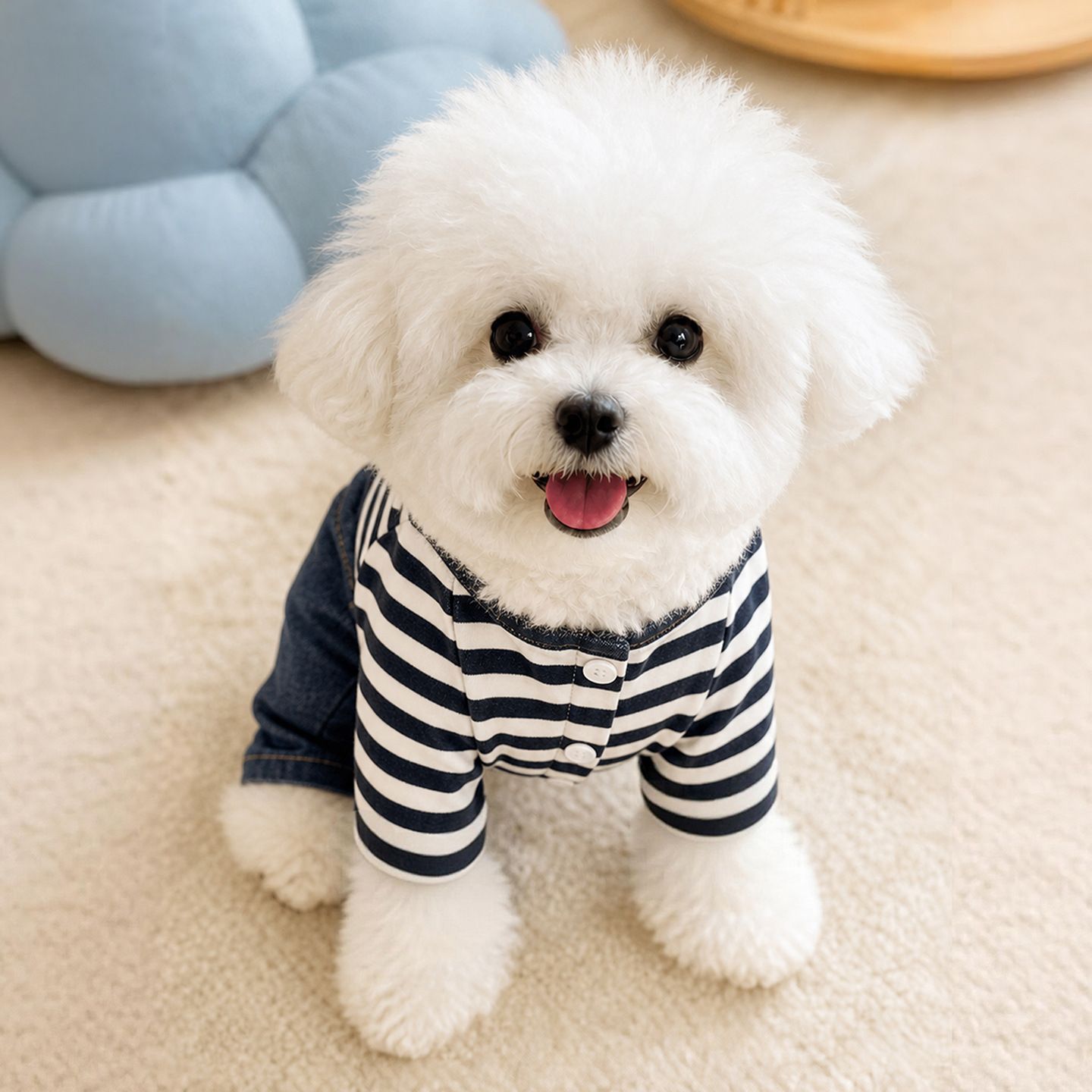 AMOOR Dog Denim Striped Overalls Dandan Doll Overalls view 3