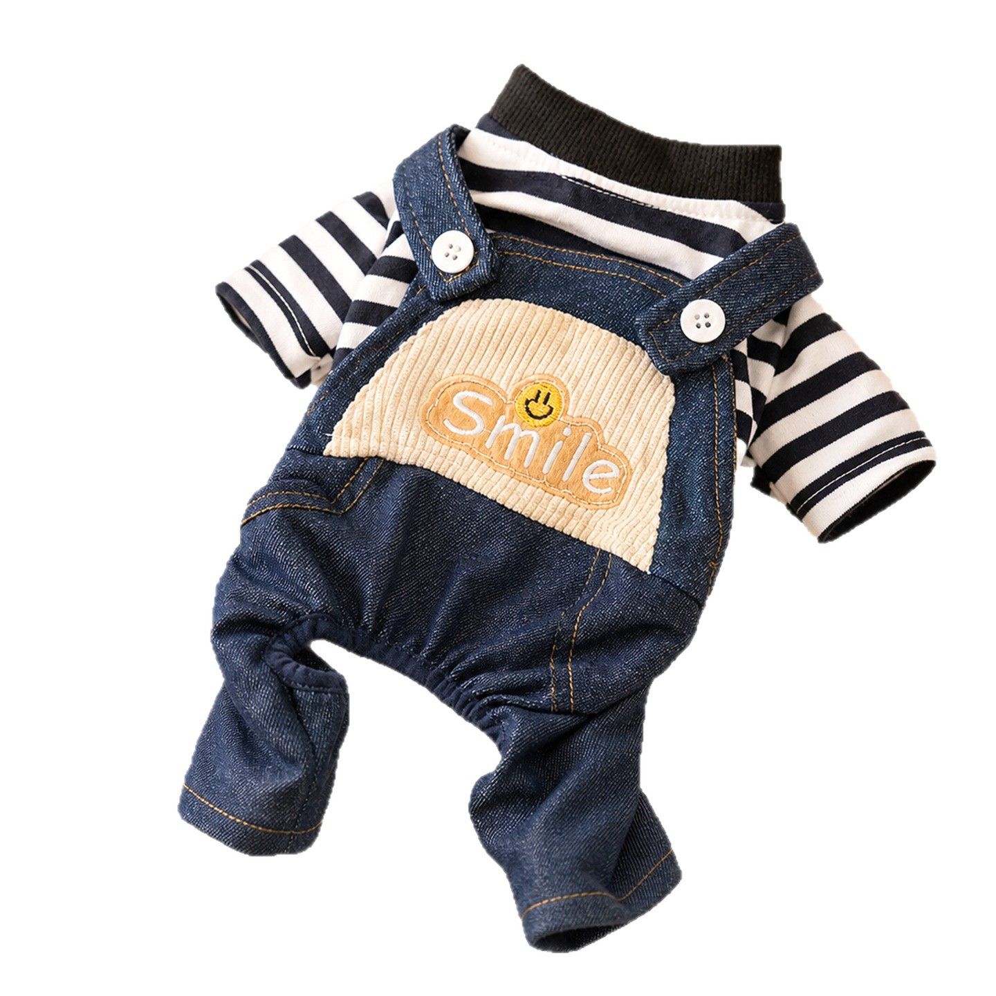 AMOOR Dog Denim Striped Overalls Dandan Doll Overalls view 5