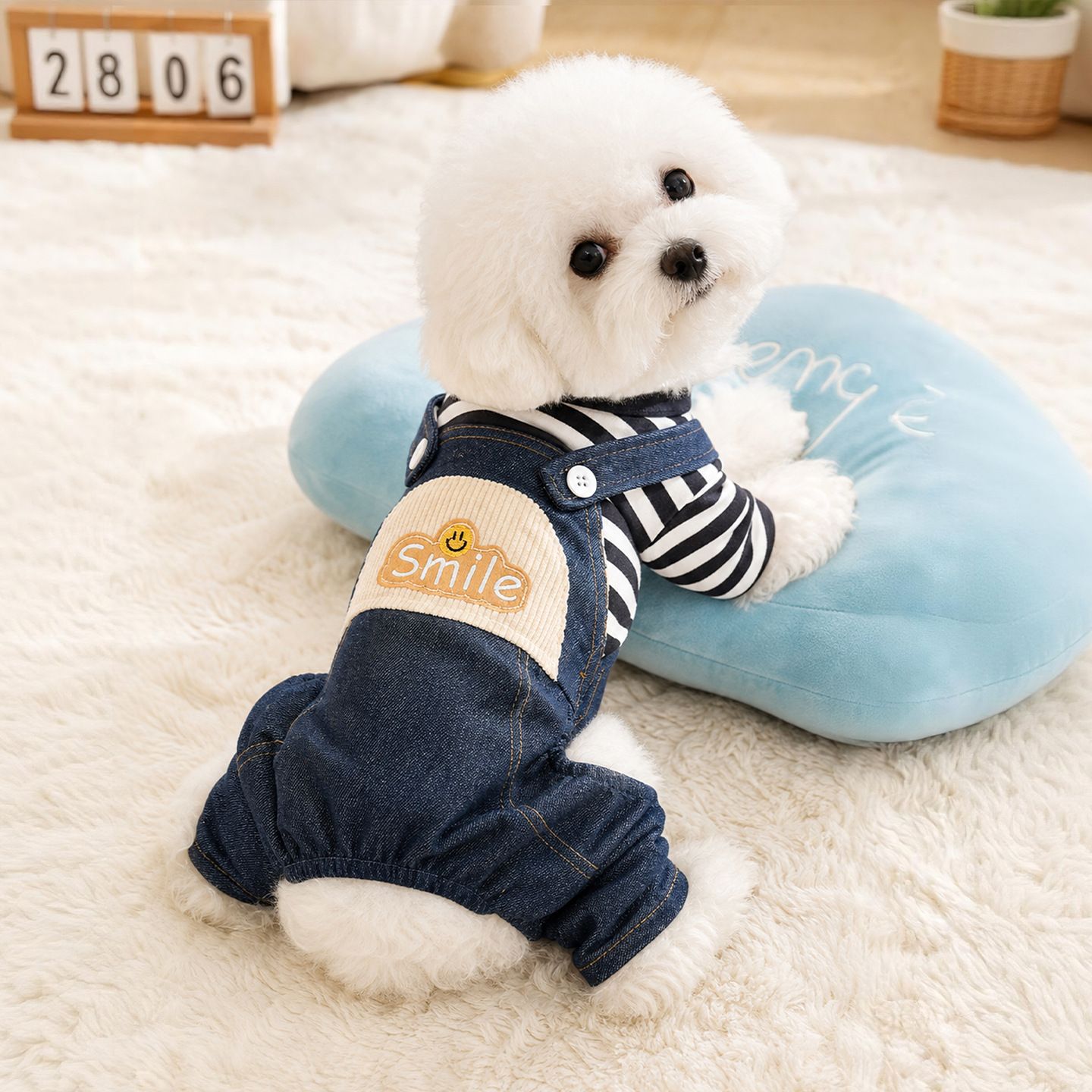 AMOOR Dog Denim Striped Overalls Dandan Doll Overalls XXL view 4