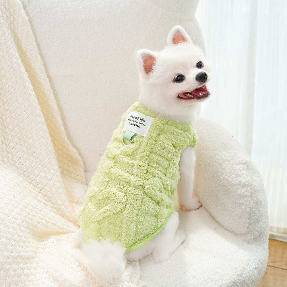 Cat Clothing Jacquard Fleece Two Leg Warm Light Yellow Jacquard Heart XS view 4