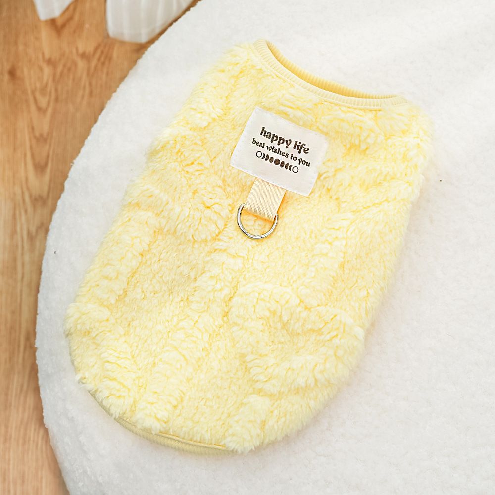 Cat Clothing Jacquard Fleece Two Leg Warm Light Yellow Jacquard Heart L