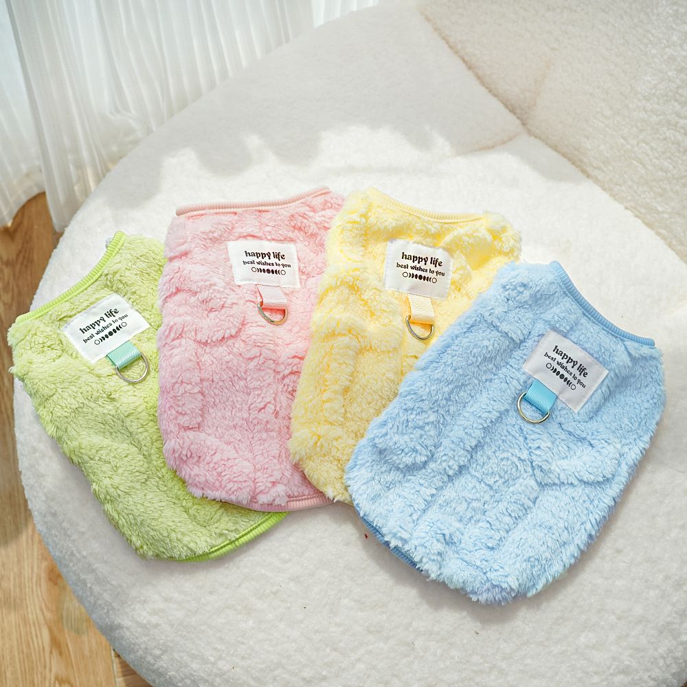 Cat Clothing Jacquard Fleece Two Leg Warm Light Yellow Jacquard Heart XL view 3