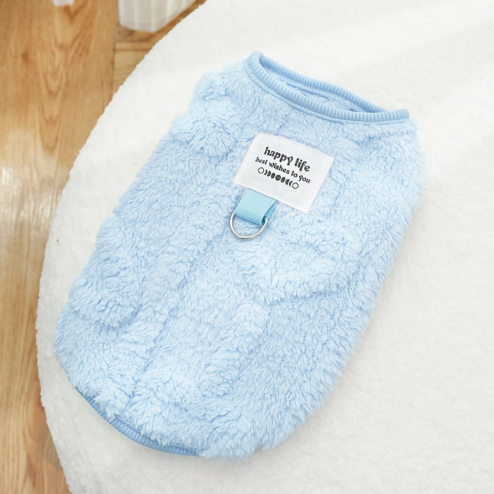 Cat Clothing Jacquard Fleece Two Leg Warm Sky Blue Jacquard Heart XS (Chest 30cm