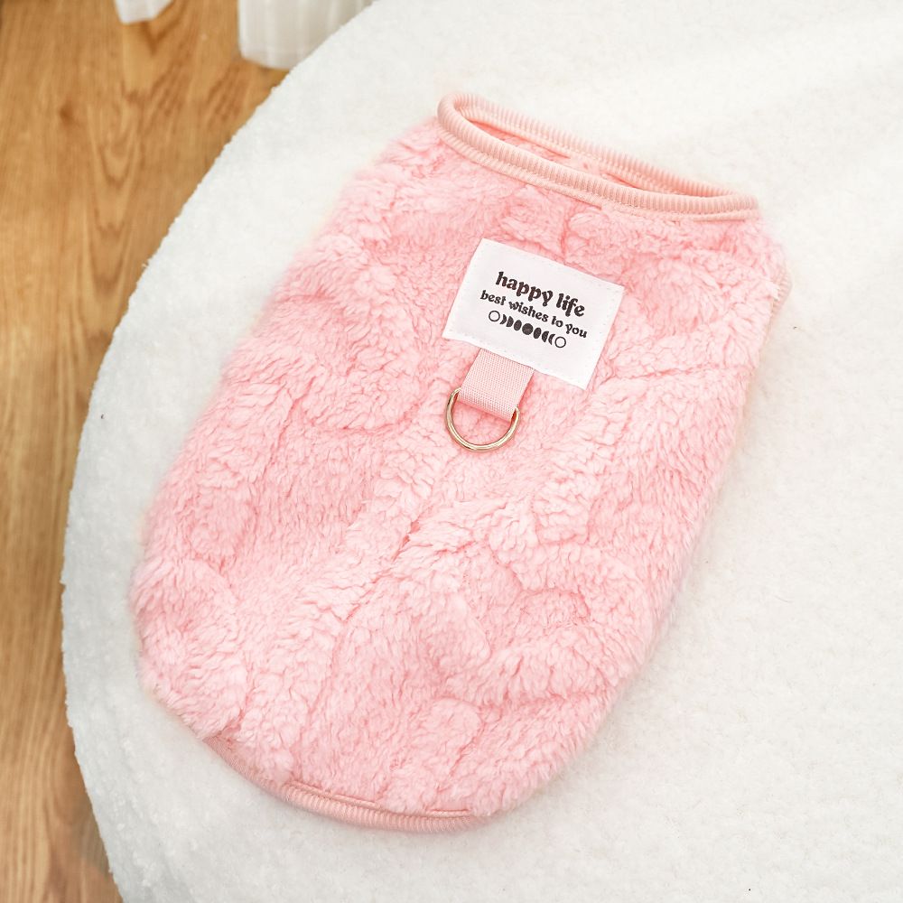 Cat Clothing Jacquard Fleece Two Leg Warm Soft Pink Jacquard Heart XS (Chest 30cm