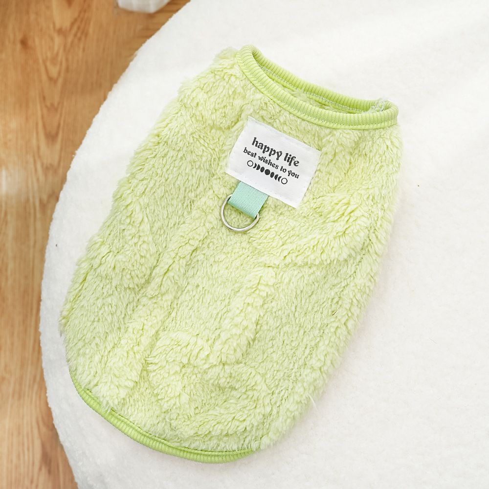 Cat Clothing Jacquard Fleece Two Leg Warm Jacquard Heart - Fruit Green S