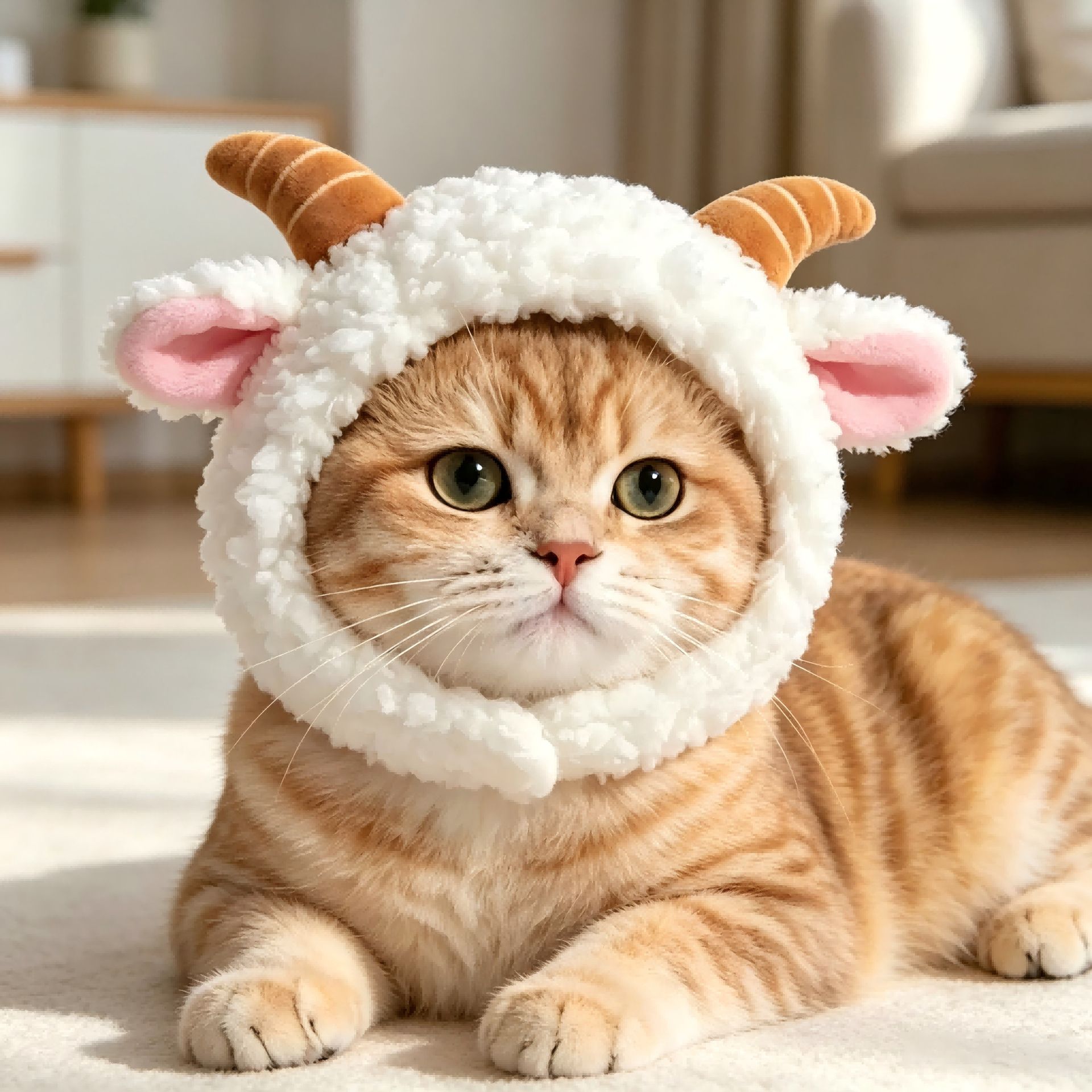 Pet Cat Dog Hat AMOOR Sheep Design M Size Lamb Hat view 2