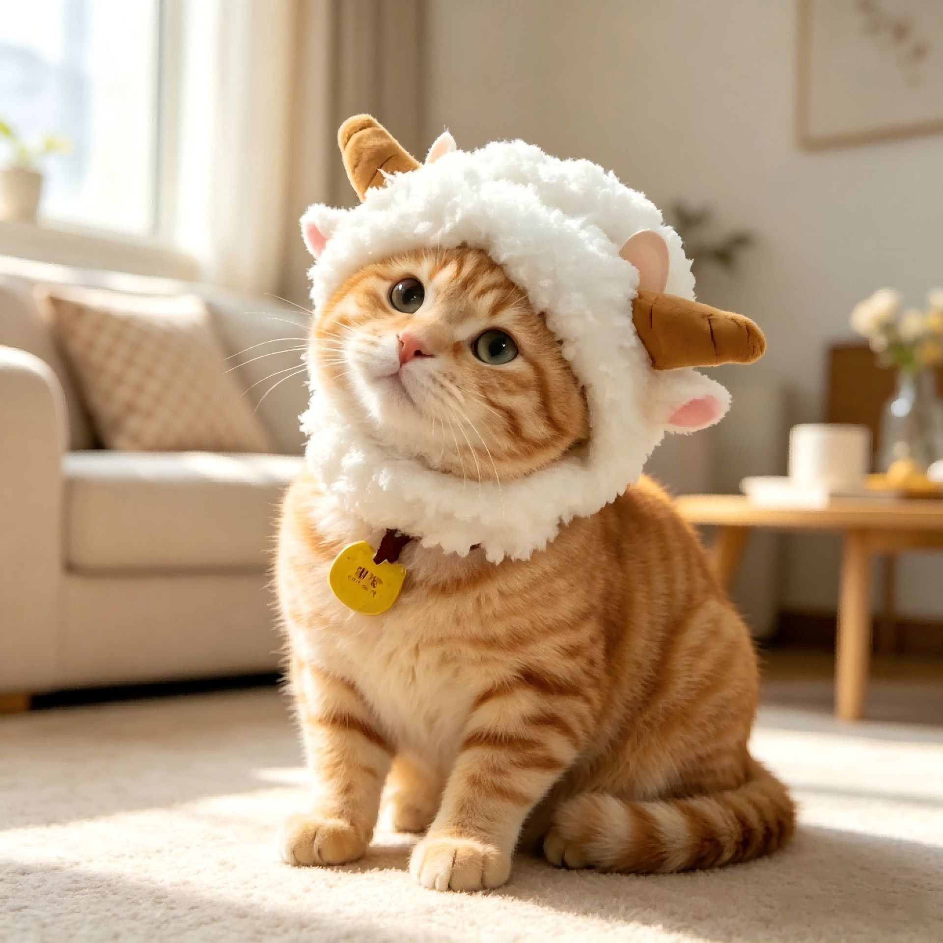 Pet Cat Dog Hat AMOOR Sheep Design M Size Lamb Hat view 3