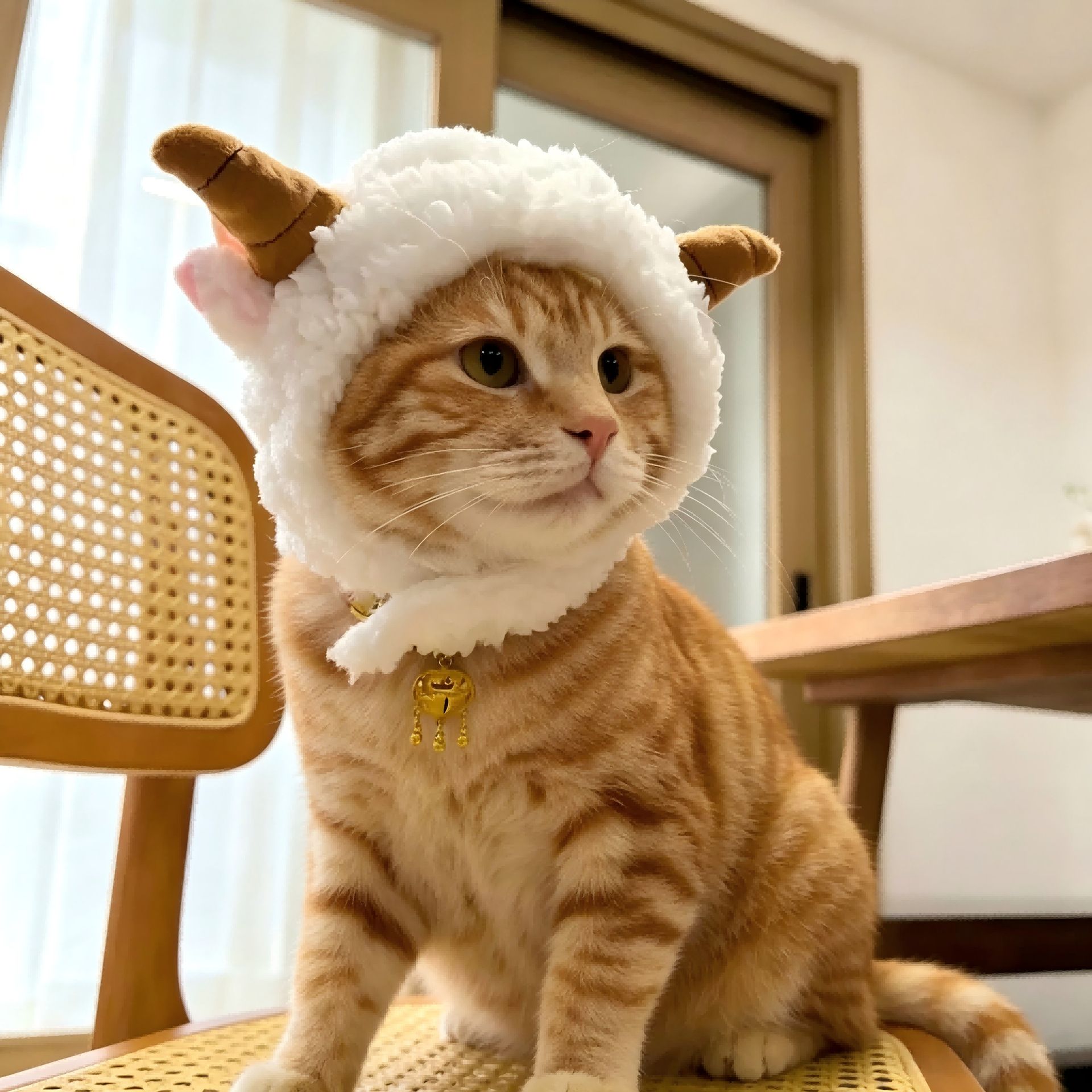 Pet Cat Dog Hat AMOOR Sheep Design M Size Lamb Hat view 4