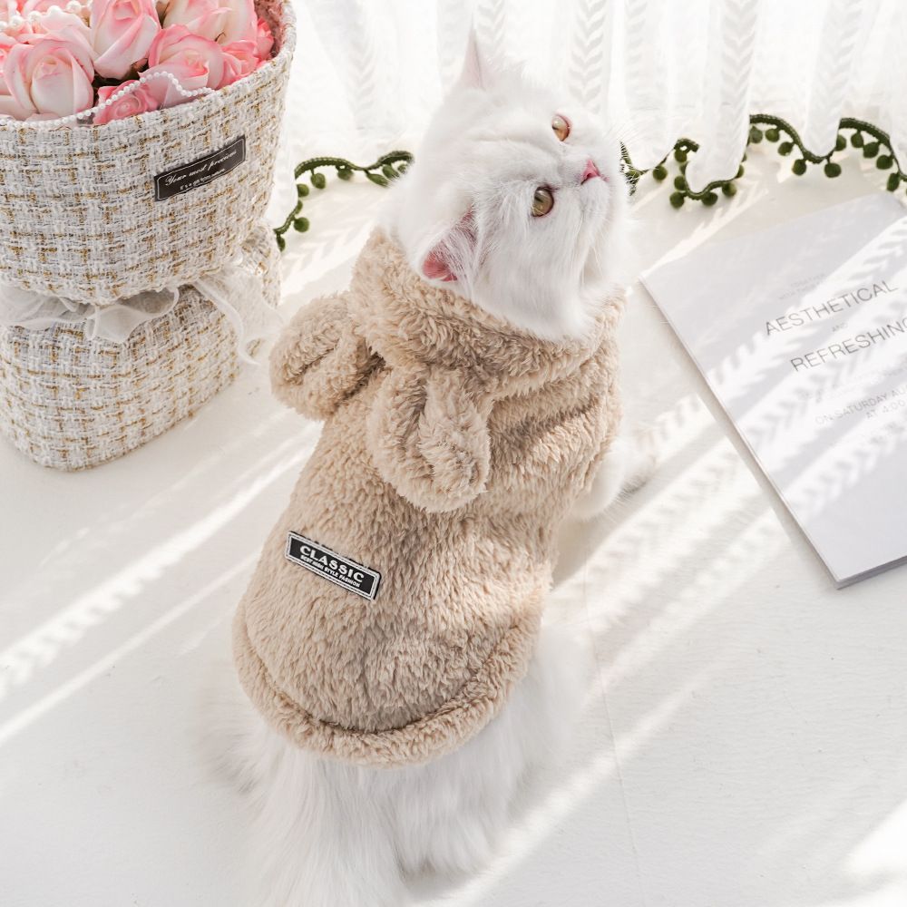 Cat Hoodie Rabbit Ear Fleece Light Brown Bunny Ear Fleece Hoodie M (Chest 37cm view 4