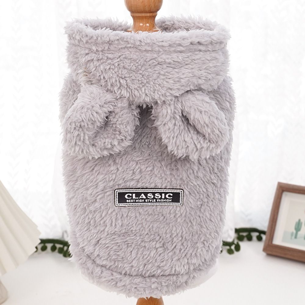 Cat Hoodie Rabbit Ear Fleece Blue Gray Bunny Ear Fleece Hoodie L (Chest 40cm