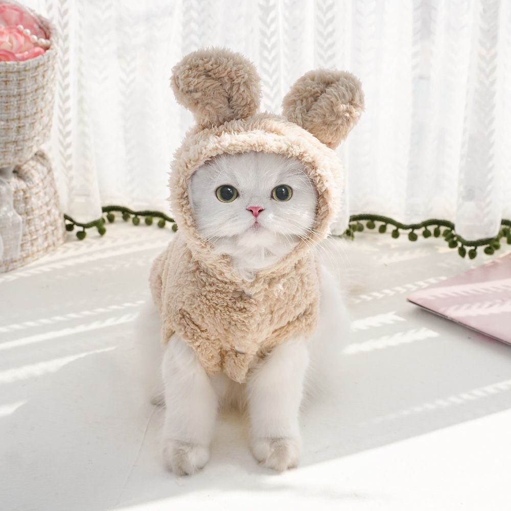 Cat Hoodie Rabbit Ear Fleece Blue Gray Bunny Ear Fleece Hoodie XXL (Chest 57cm view 6