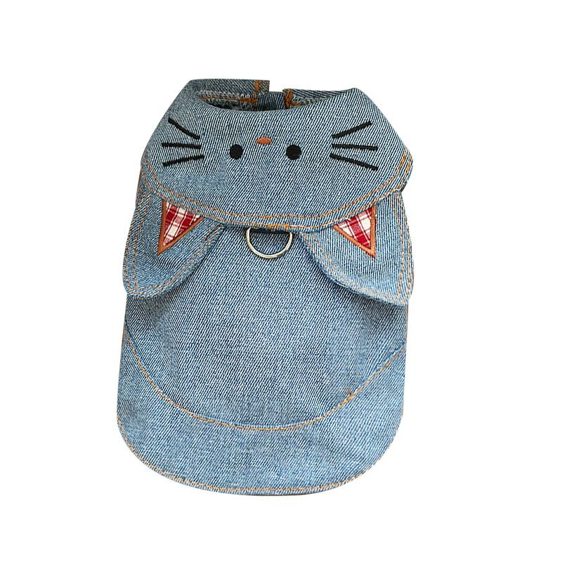 Cat Denim Vest with Leash and Ears Cat Ear Denim Jacket (Leash-Attached) 2XL view 6