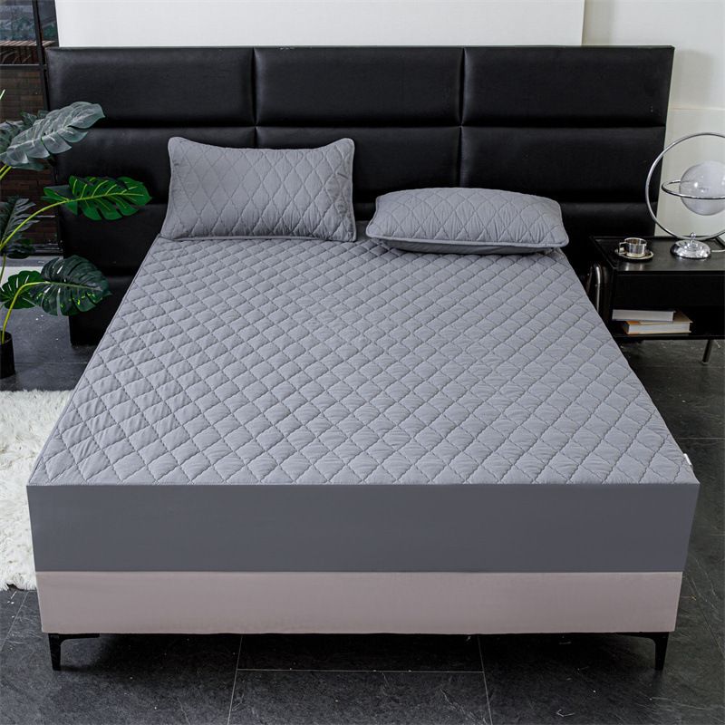 Waterproof Quilted Fitted Sheet Solid Color Toddler Classic black A pair of view 3