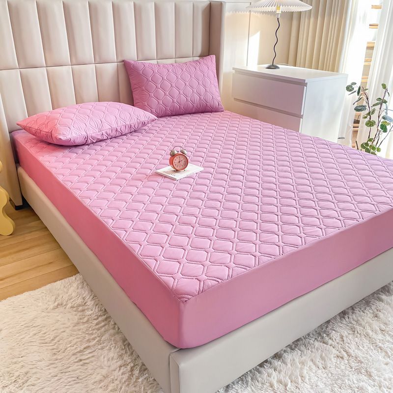 Waterproof Quilted Fitted Sheet Solid Color Toddler Red bean paste 1.8*2.2m