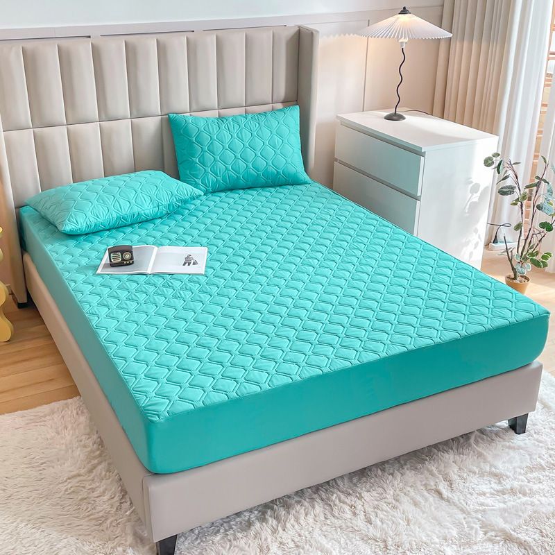 Waterproof Quilted Fitted Sheet Solid Color Toddler Elegant green 2.0*2.2m