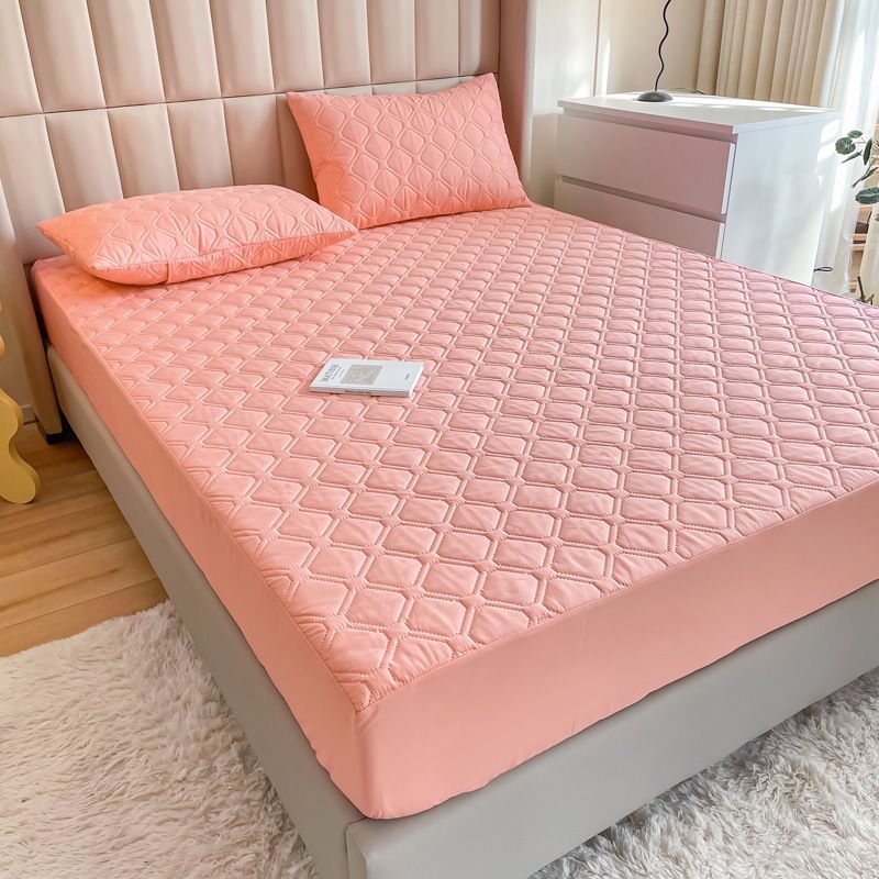Waterproof Quilted Fitted Sheet Solid Color Toddler Noble jade 2.0*2.2m single