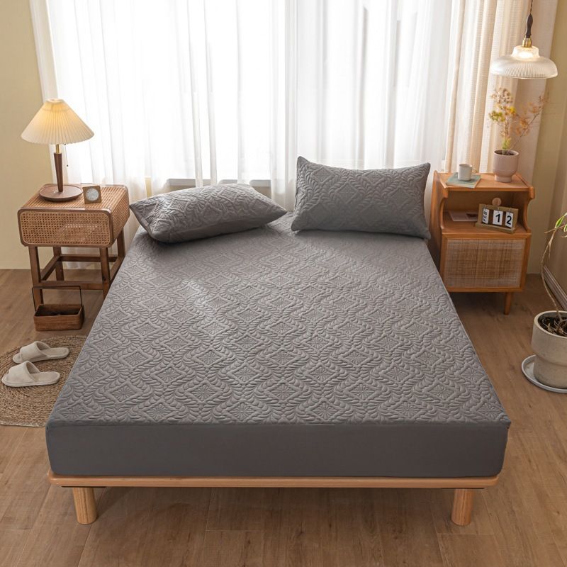 Waterproof Quilted Fitted Sheet Solid Color Toddler Phoenix gray 1.8*2.2m