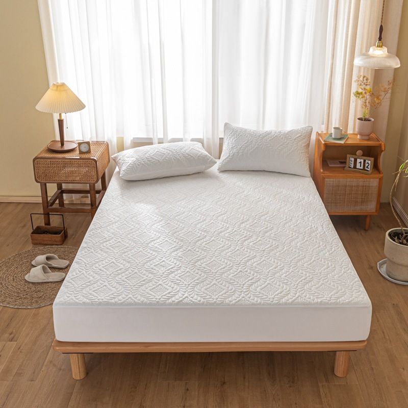 Waterproof Quilted Fitted Sheet Solid Color Toddler Phoenix pattern white
