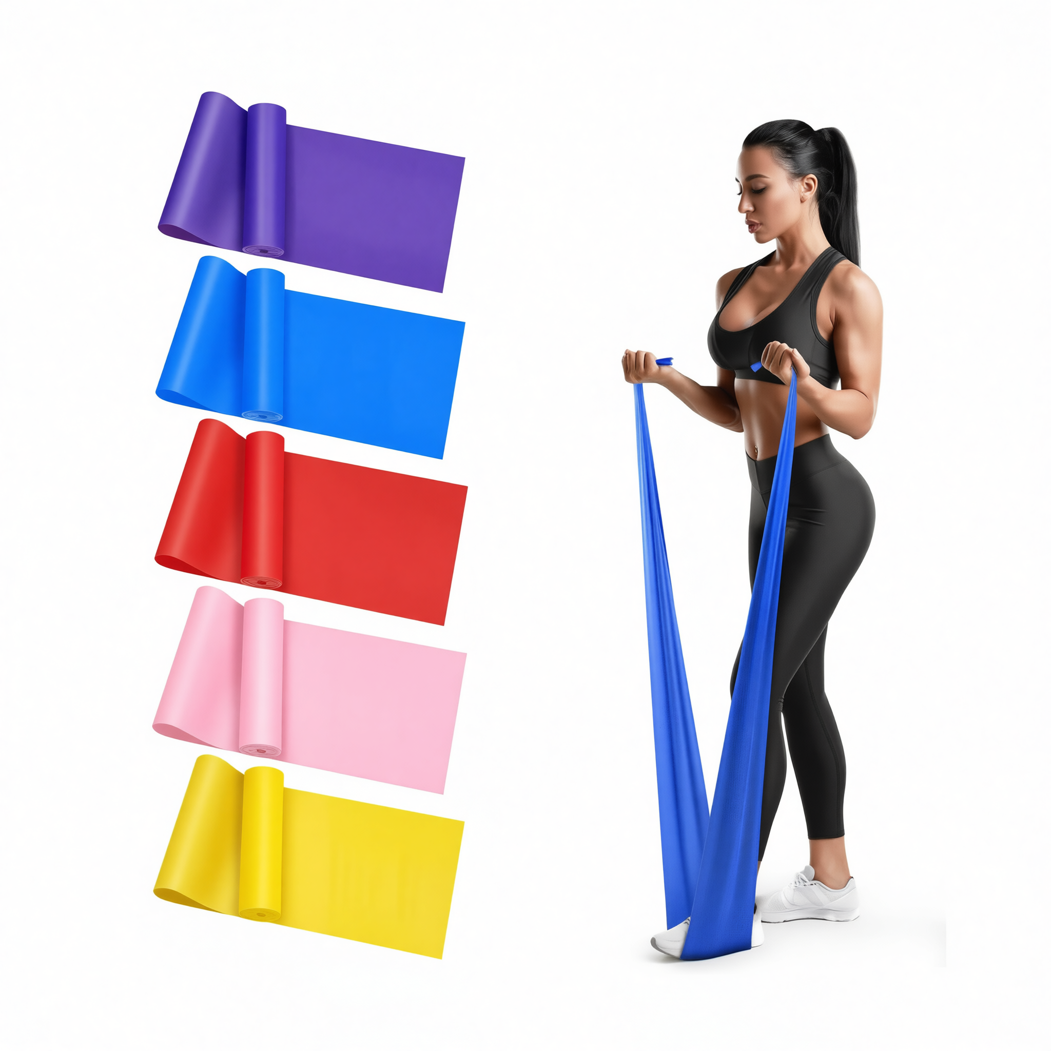 QZE Resistance Band Yoga TPE Pink 1500mm Pink [1500*150*0.35mm] view 2