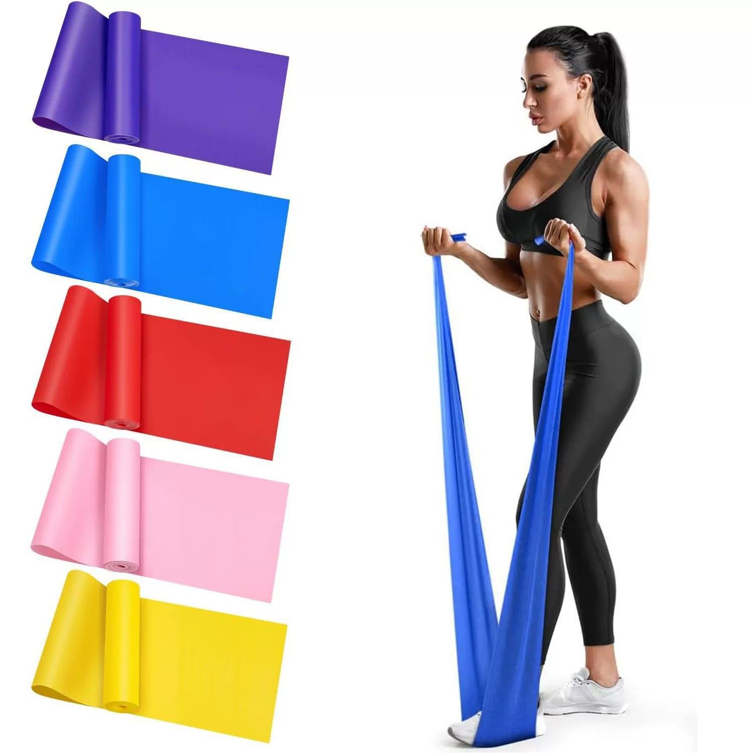 QZE Resistance Band Yoga TPE Pink 1500mm Pink [1500*150*0.35mm] view 5