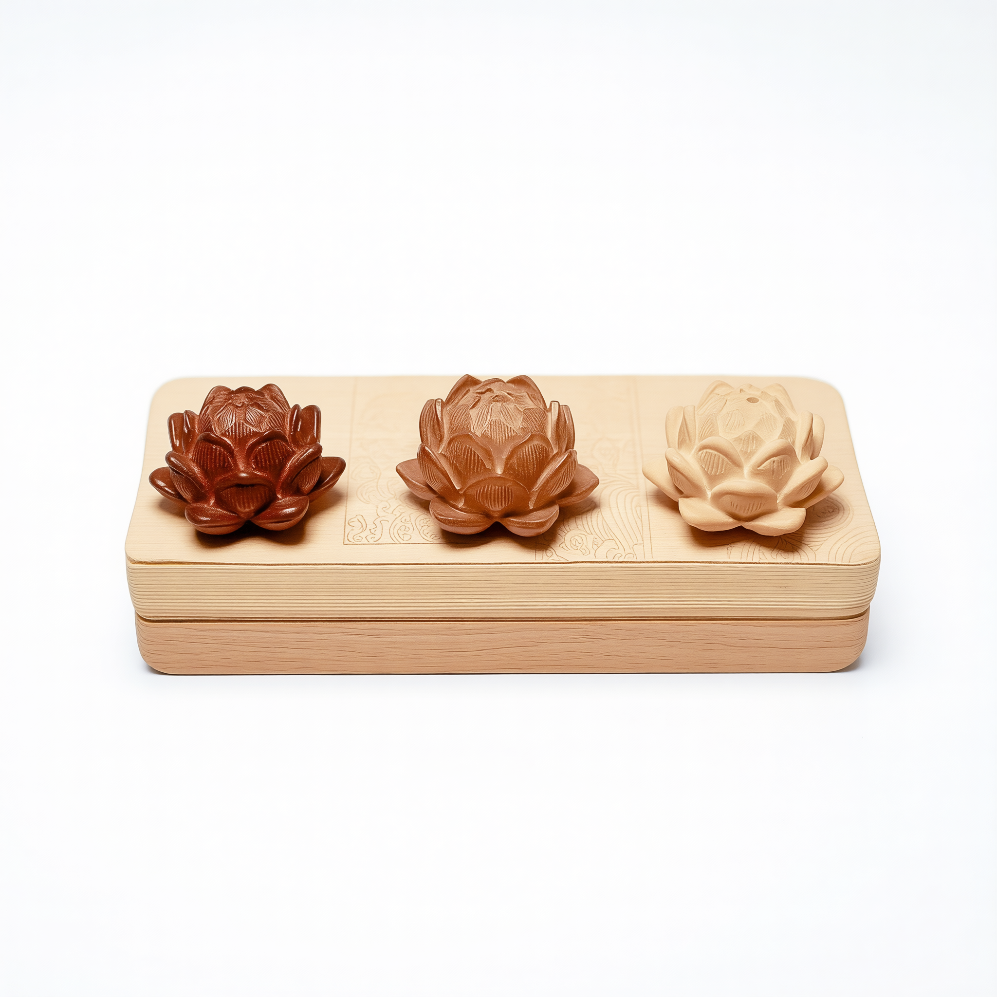Tang Diao Car Ornament Wood Lotus Pendant 【boxwood lotus】double tassel [car view 2