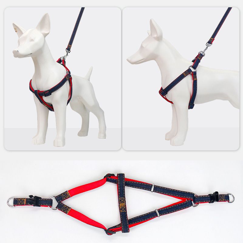 Zichen Dog Harness Nylon Chest Strap Denim red suit 2.5 bust 50cm * 88cm view 4