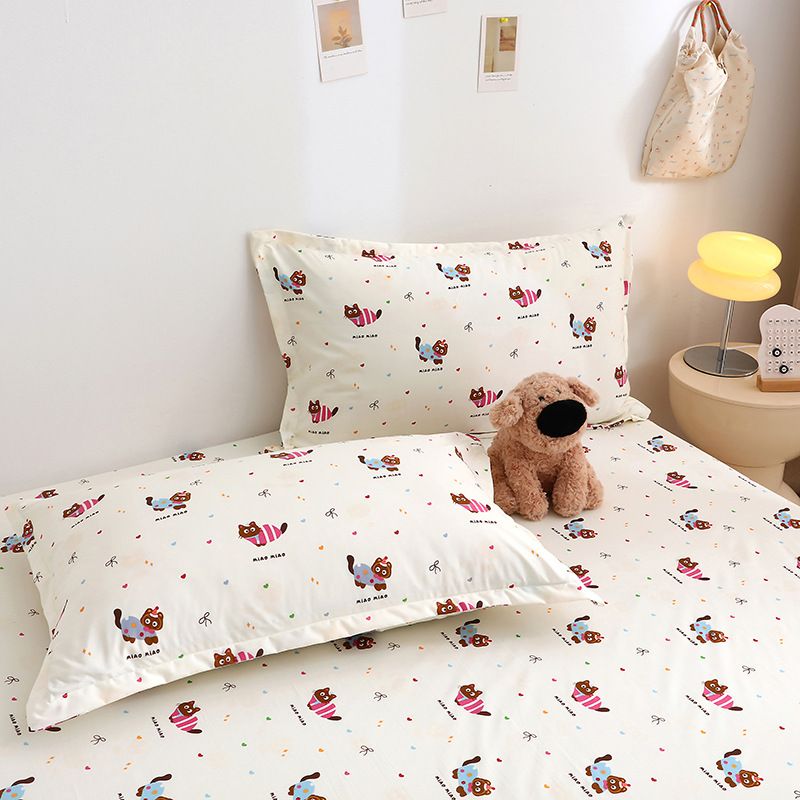 Yuan sheng Home Textiles Pure Cotton Cartoon Dog Sheet Blue cat 180cm/220cm view 3