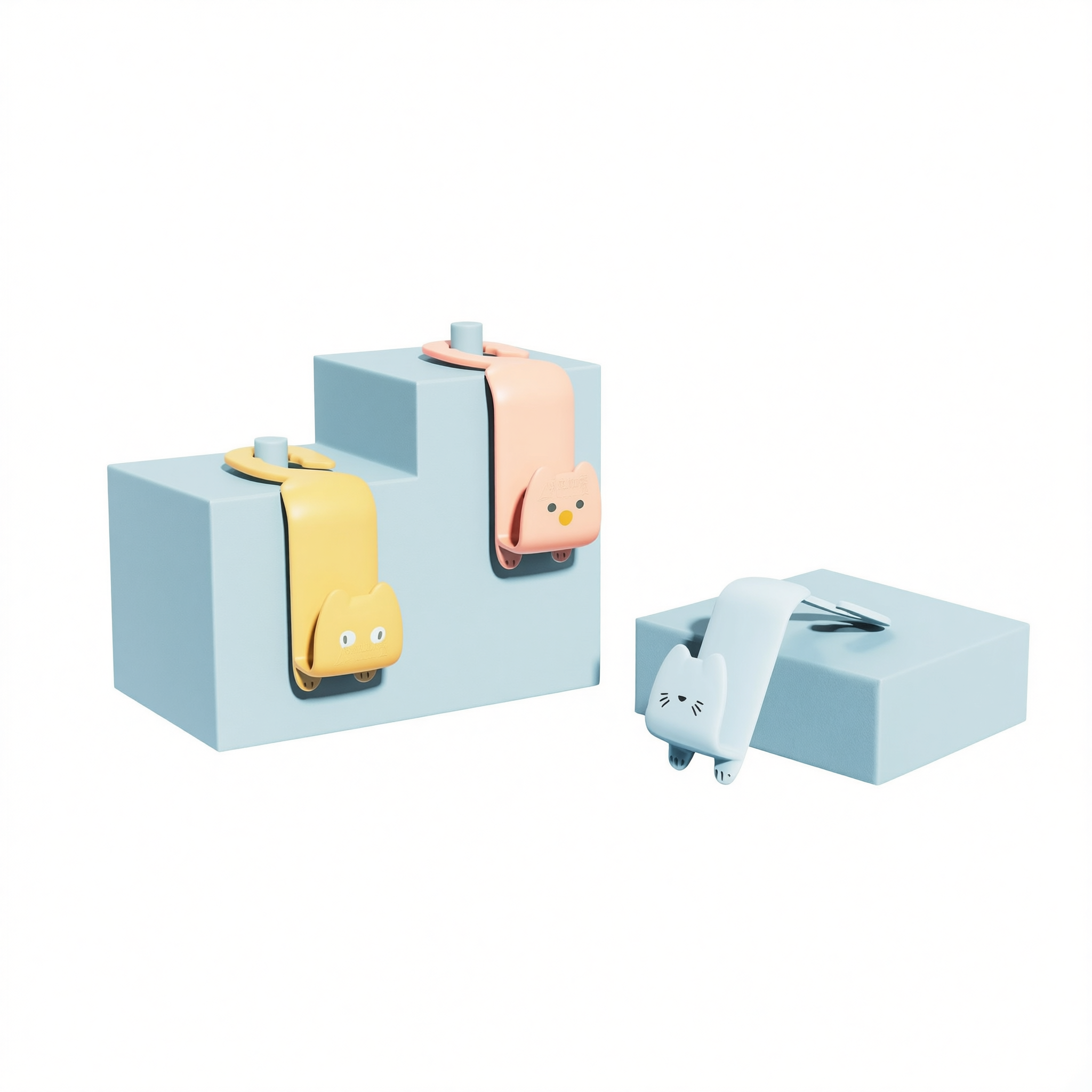 Hong Zhe Cartoon Car Hook ABS Pink Pair Gray blue [pair set view 3