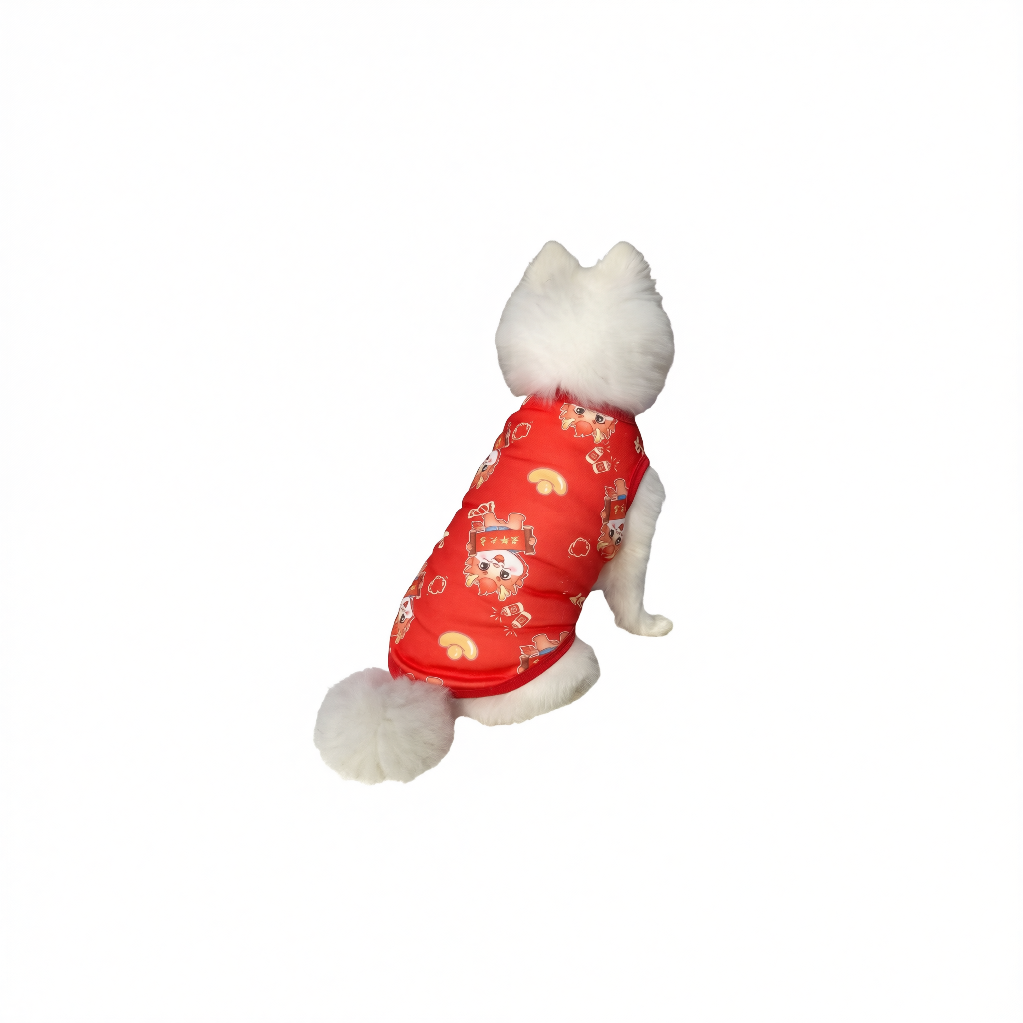 Winter Dog Vest Polyester Fleece Lined Cartoon Print Good luck in the year of — image 1