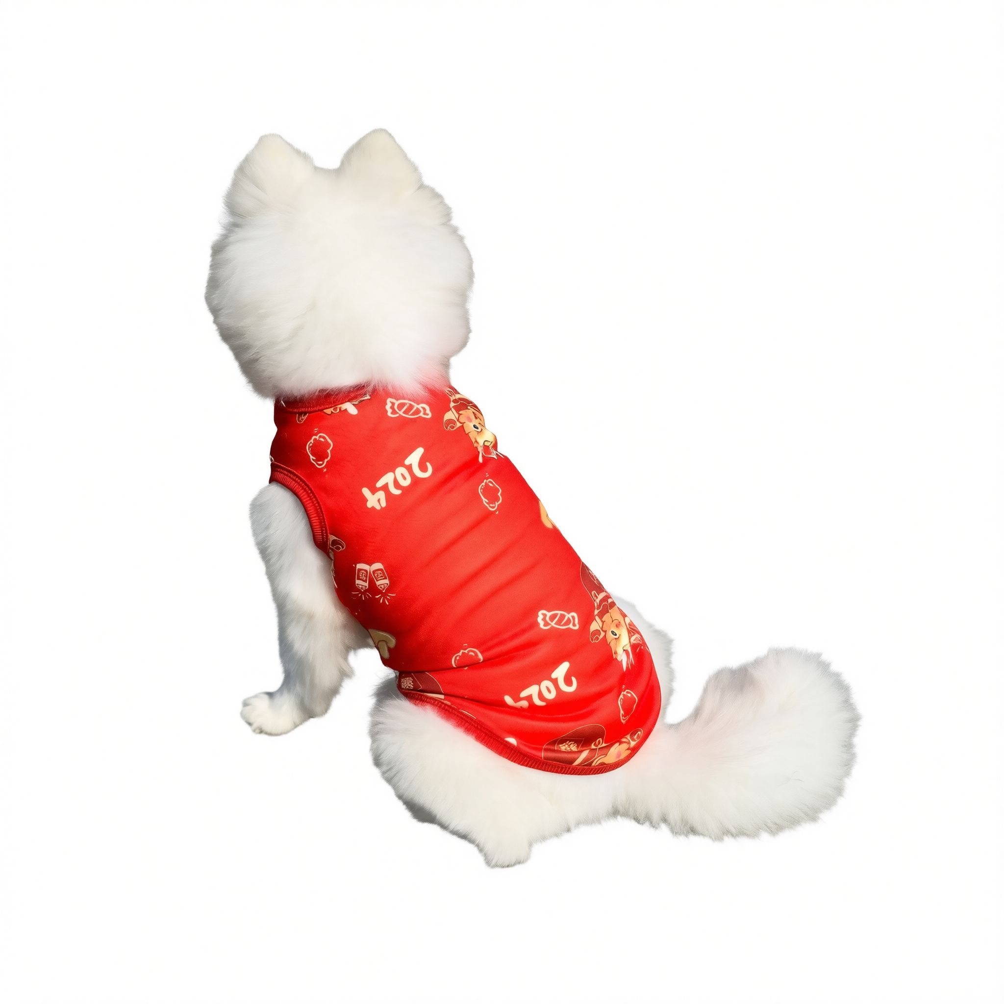 Winter Dog Vest Polyester Fleece Lined Cartoon Print Get rich [plus velvet and — image 1
