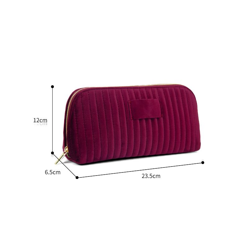 Great Velvet Travel Storage Bag Makeup Organizer Wine red