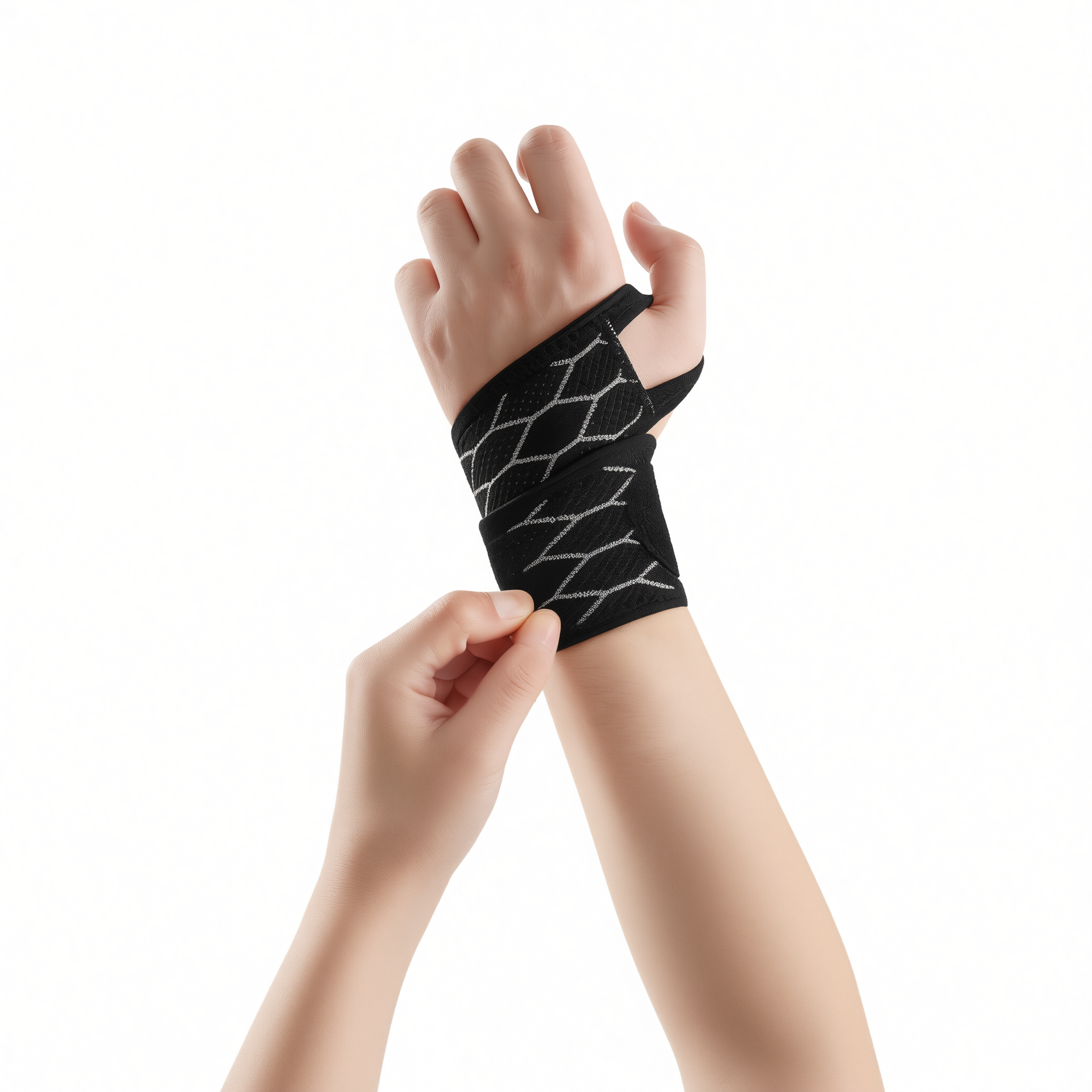 Sports Wristband Compression Sweat Band Midnight black - 2-pack [breathable view 4