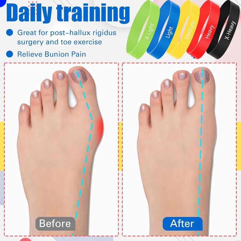 Foot Wake Latex Finger Resistance Band Set 2-30lbs Yellow finger pull ring view 5