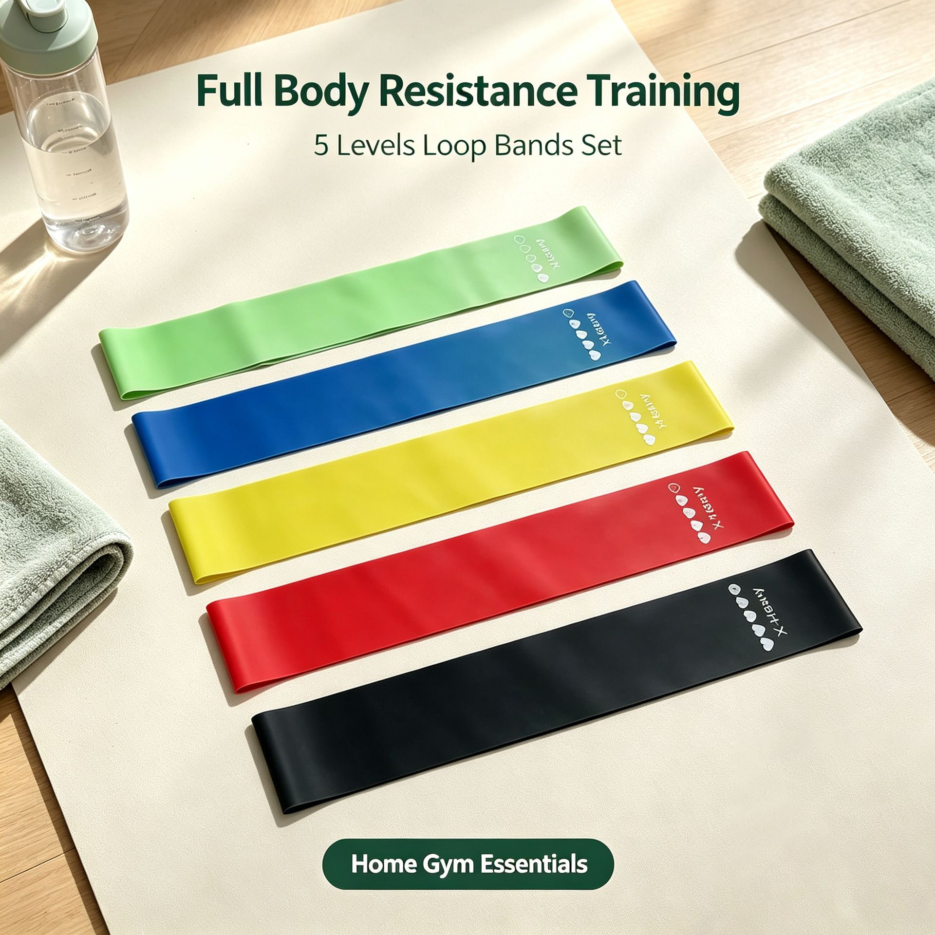 Yoga Cat TPE Resistance Bands Set 5 Colors Tension ring black 600*50*1.1-40 pounds view 2