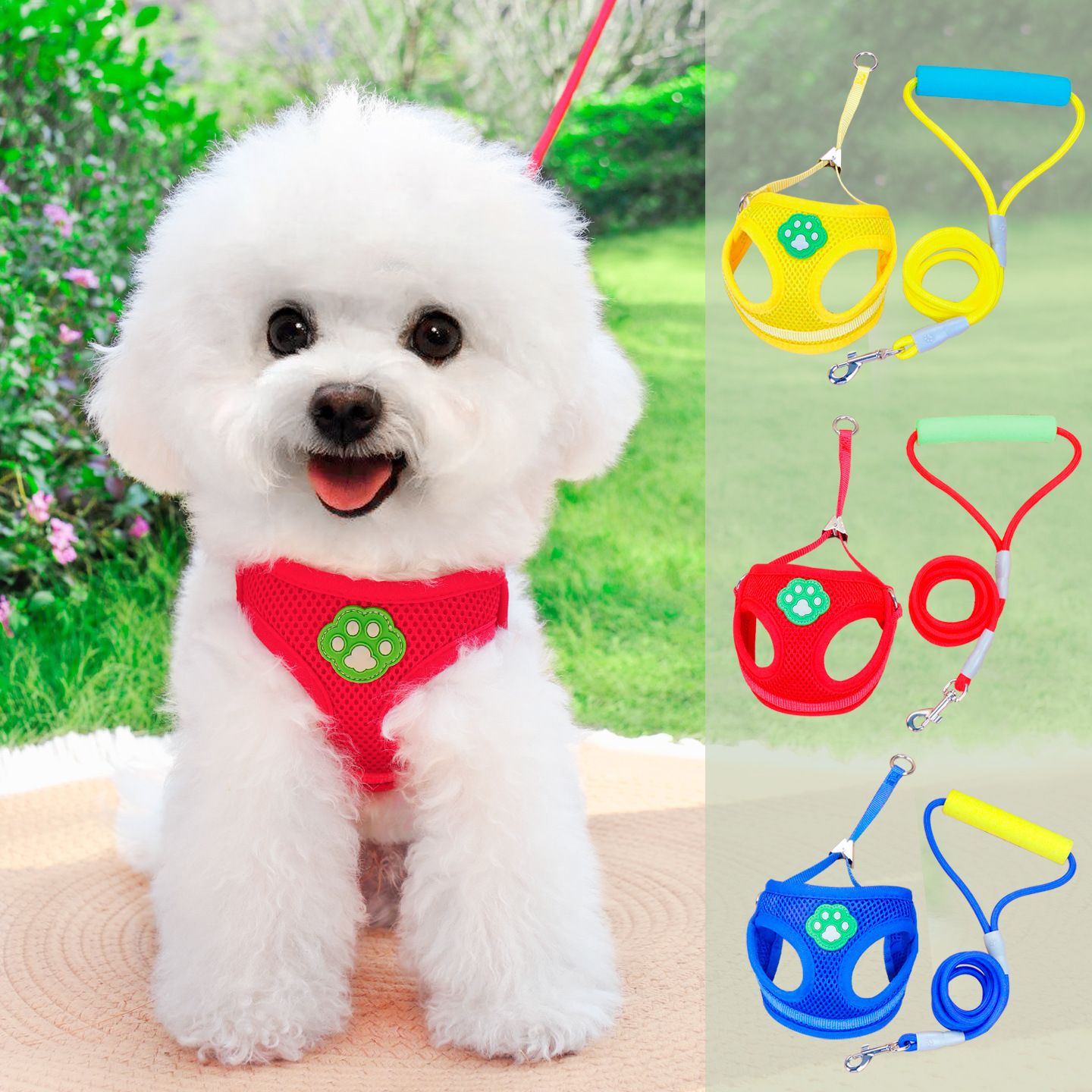 Zichen Vest Style Dog Leash Harness Polyester Red (single chest harness) view 2