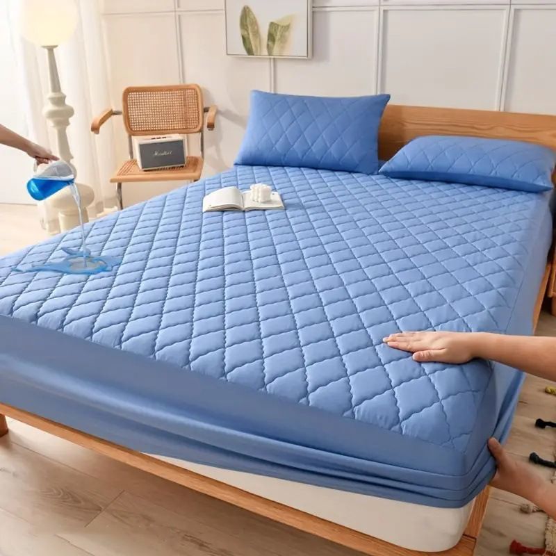 Waterproof Brushed Polyester Fitted Sheet Mattress Sky blue 140*200cm [single