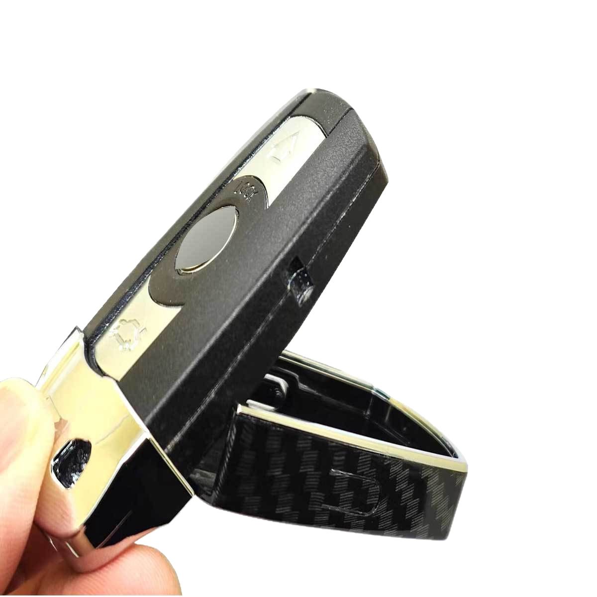 Car Jazz BMW Key Case ABS Shell Black shell distribution silver plated head cover view 3