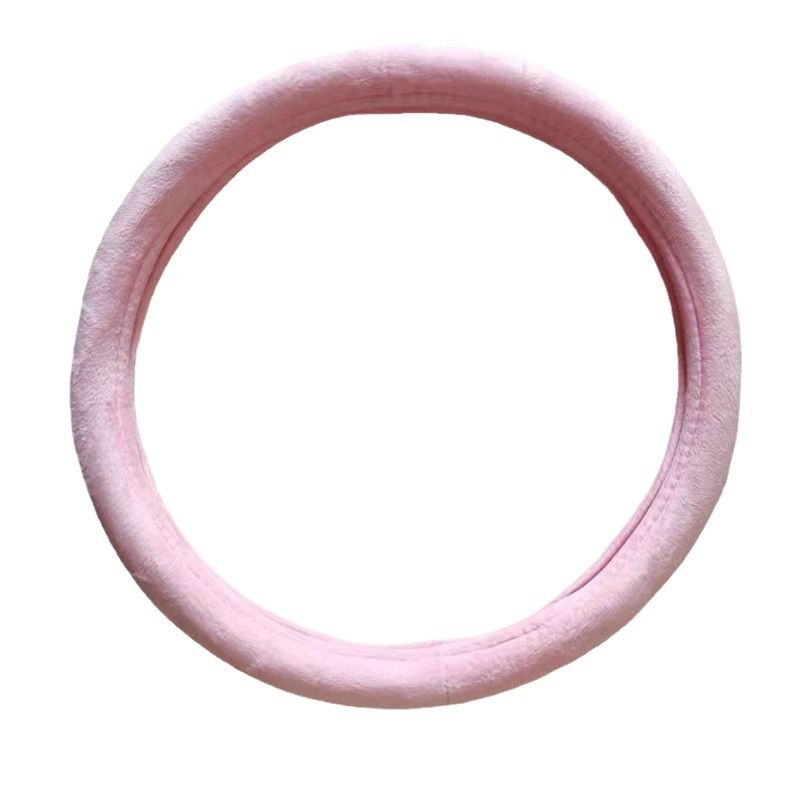 Short Plush Steering Wheel Cover 38cm Pink short plush steering wheel cover view 5