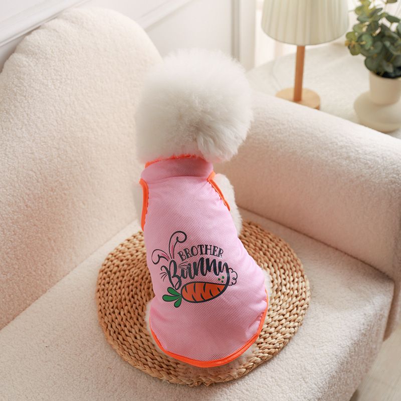 Pet Mesh Vest Polyester Trendy Cartoon Style Mesh vest-carrot L — image 1