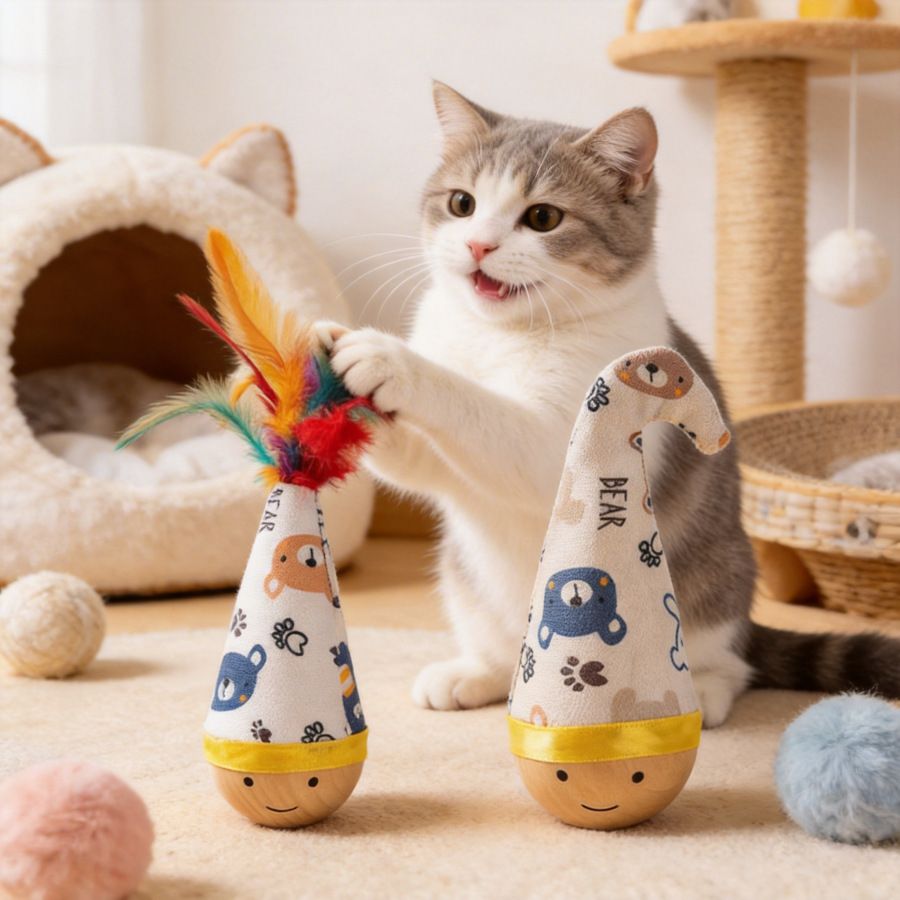 Cat Toy Roly Poly Cartoon Feather Harry Kennel (feather style + twist style view 3