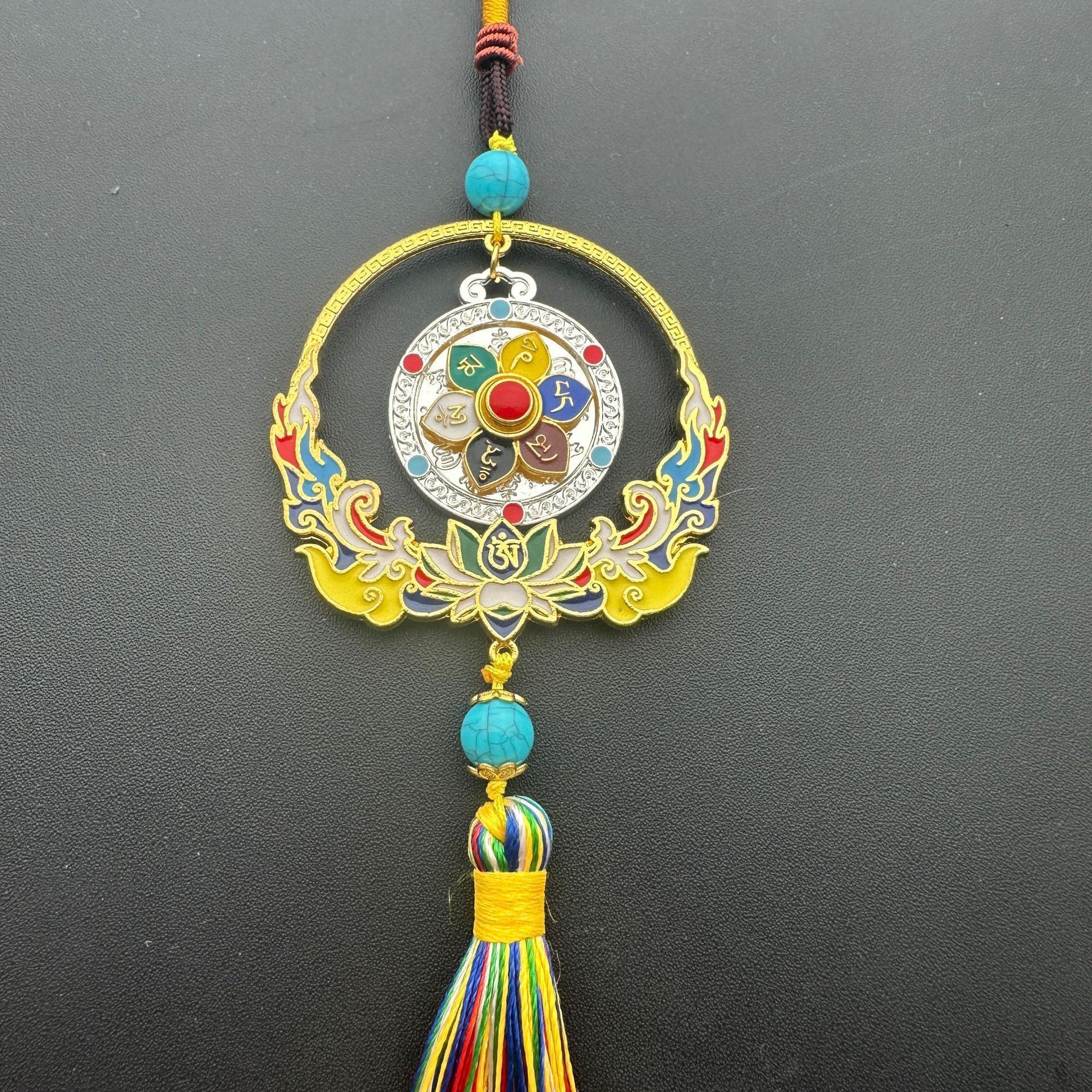 Tibetan Mantra Car Pendant Alloy Ornament view 3